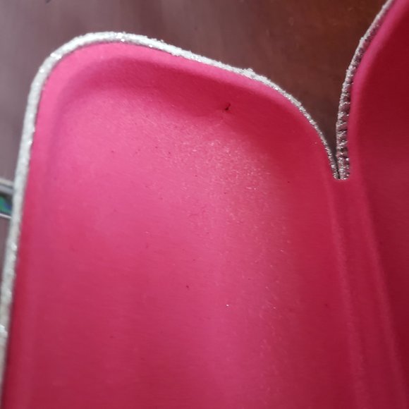 Hard shell Silver Sparkly eyeglass case with handles. Eyeglasses storage - Picture 5 of 9